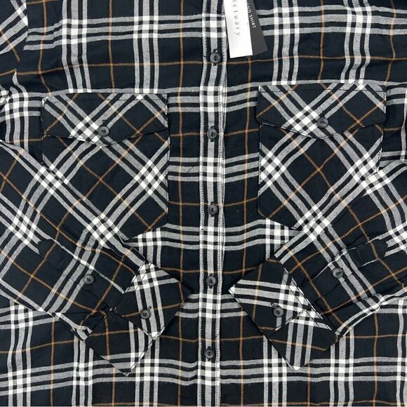 New Sanctuary Men Black Plaid Shirt Casual Classic Long Sleeve Button Down US M - Picture 11 of 13